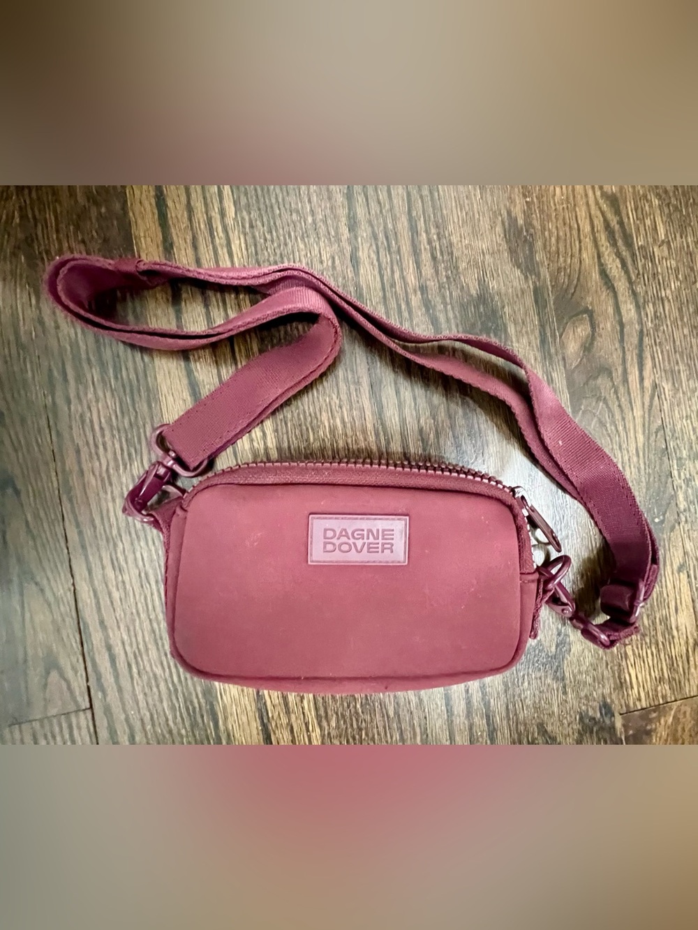 Dagne Dover Mara Phone Sling Crossbody Bag Burgundy Neoprene